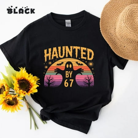DOPASHIRT Haunted By 6 7 Hal.Low.Een Shirt, Sp00Ky Tee, Viral Funny Phrase, Ghostly Internet, Scary Social Media Trend, Six Seven Unisex S-5XL Hot Trending Shirt, Vintage Birthday Gift