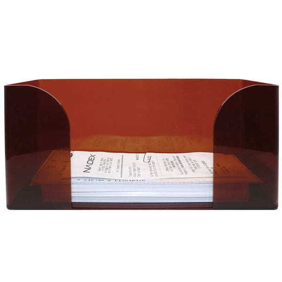 Nadex Coins Acrylic Check Organizer Tray - Brown Color, Durable 2.5 mm Thick Acrylic Document Holder for Checks, Slips, Vouchers & Receipts, Ideal for Banks, Offices & Retail Counters