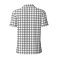 thumbnail image 3 of Vsdgher Gray Checkboard Print Men's Short Sleeve Stretch Polo Shirt, Moisture-Wicking Performance Polo Shirt, 3 of 8