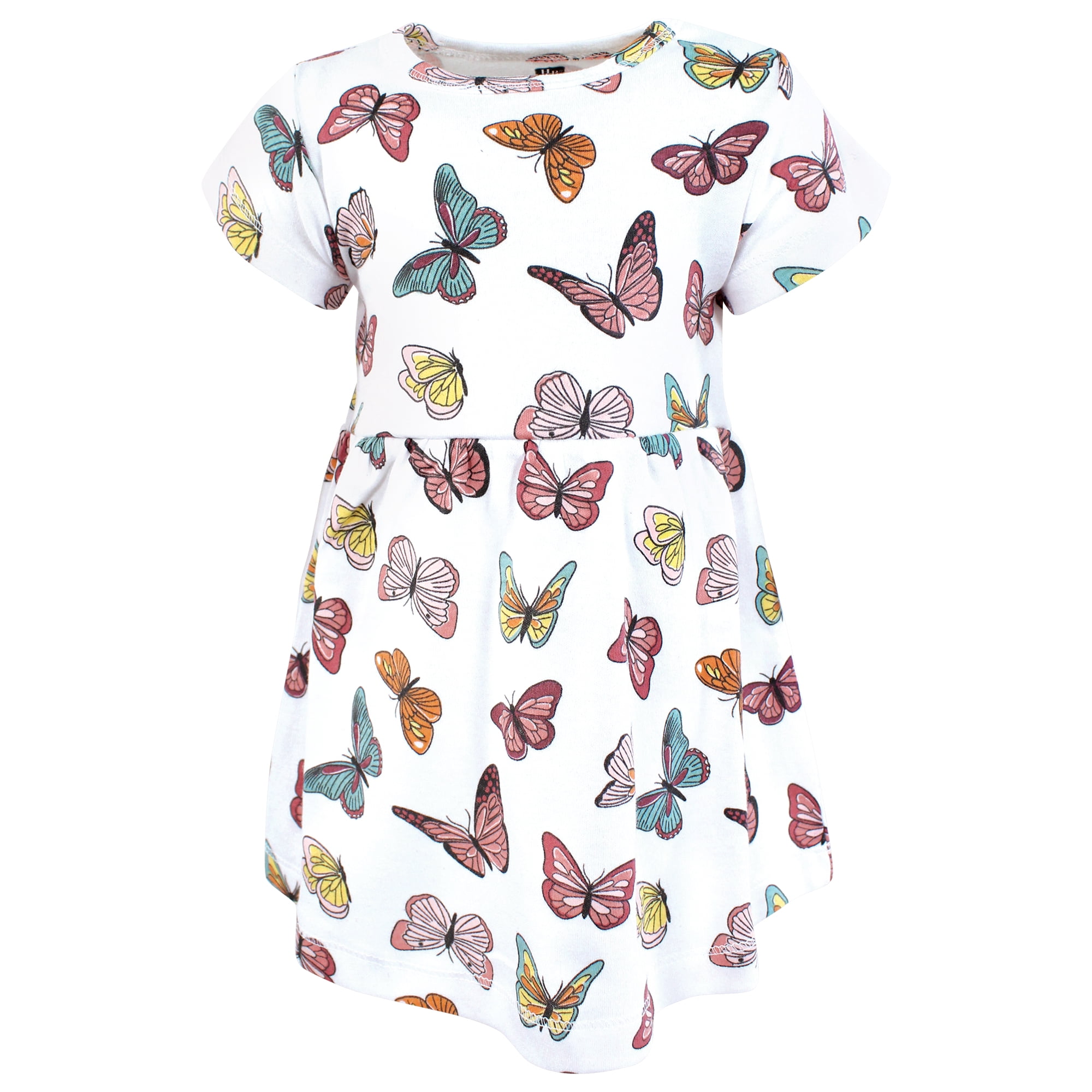 Hudson Baby Infant and Toddler Girls Cotton Dress and Cardigan Set, Mauve Butterflies, 2T