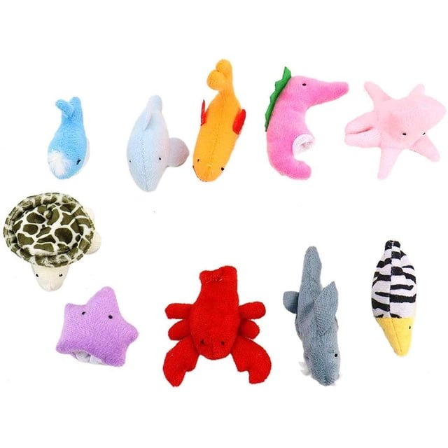 10 piezas/juego de marionetas de dedo de animales marinos, juguetes educativos de peluche de dibujos animados para niños