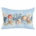 thumbnail image 2 of Blue Coastal Throw Pillow Cover, Pillowcase Protectors with Zipper, Breathable Decorative Lumbar Pillow Case Cover, Summer Nautical Beach Conch Starfish Coral Pillow Shams for Couch Sofa 12x20Inch, 2 of 8