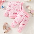 thumbnail image 3 of GYRATEDREAM Infant Baby Girl Valentine's Day Outfit Ruffle Long Sleeve Crewneck Bow Print Sweatshirt Top and Elastic Pant 2Pcs Set Toddler Spring Fall Clothes Pink for 0-3Y, 3 of 8