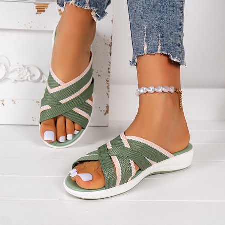 

Women‘s Cross Strap Wedge Slides Casual Non-slip Open Toe Slippers Lightweight Indoor & Outdoor Shoes