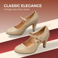 thumbnail image 6 of Chase & Chloe Mary Jane Shoes Women Oxford Pumps - Cute Low Kitten High Heels - Retro Vintage Shoes for Women 1950s Mary Janes Round Toe Shoe with Ankle Strap - Women Dress Shoes, 6 of 6