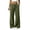 Army Green, variant on Womens Linen Blend Full Length Wide Leg Pants Dual Front Patch Pockets Self Tie Drawstring Elastic High Waist Loose Flow Breathable Woven Casual Summer Palazzo Trousers