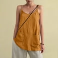 thumbnail image 4 of GEWSEY Womens Camisole Tank Tops Dressy Casual Cotton Linen Gauze Cami Shirts Adjustable Spaghetti Straps Tunic with Pockets (Yellow, XXL), 4 of 8
