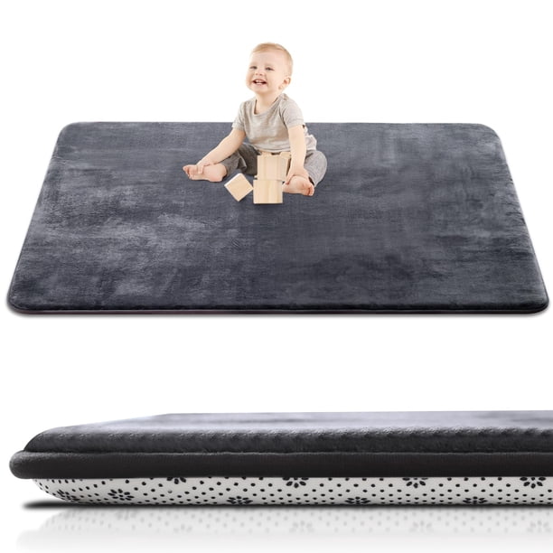Alfombra de Juegos para Bebé SEPARO 150x180 cm Espuma Gruesa Gris Oscuro