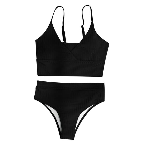 VerPetridure Women's Bikini Sets Solid Sexy Two Piece Swimsuit High Waisted V Neck Twist Front Adjustable Straps Bathing Suits for Women