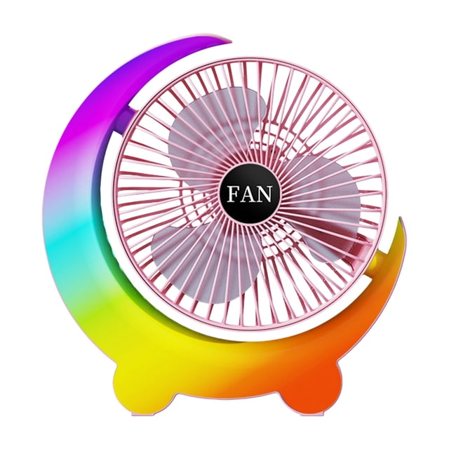 Gradient Atmosphere Desktop Fan,USB Rechargeable Quiet Circulation Desk Fan,Multi Speed Portable Small Table Fan for Indoor Outdoor Dorm Bedroom(Pink)