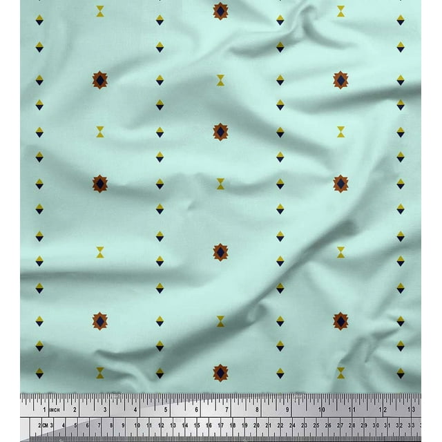 Soimoi Green Rayon Fabric Butidar Jamdani Print Fabric by the Yard 42 Inch Wide