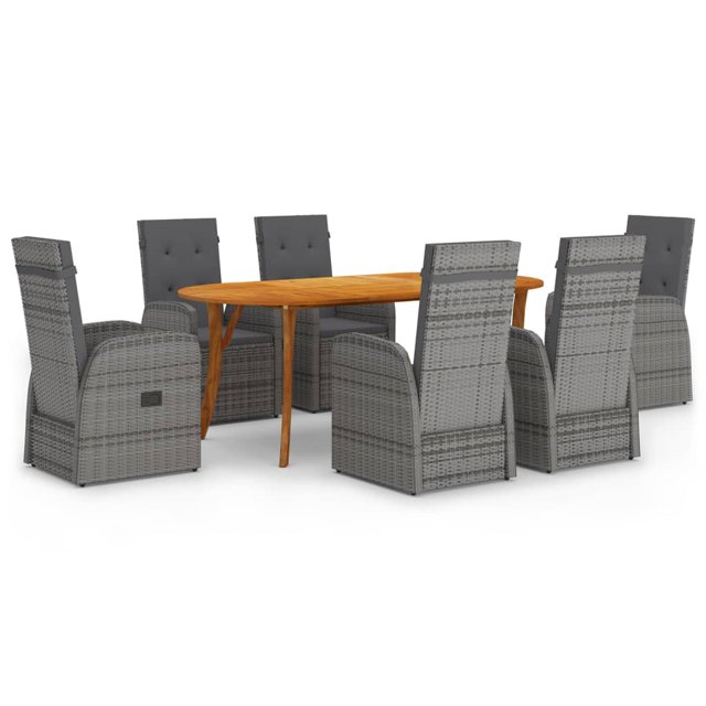 vidaXL Ensemble de Salle à Manger de Jardin 7 Pcs Gris