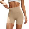 thumbnail image 2 of High Waisted Biker Shorts for Women Tummy Control Fitness Athletic Workout Running Yoga Gym Shorts Khaki S, 2 of 5
