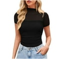 thumbnail image 2 of Women's Short Sleeve Bodysuit Turtle Neck Body Suits Mesh One Piece Leotard Going Out Tops Date Outfits, 2 of 6