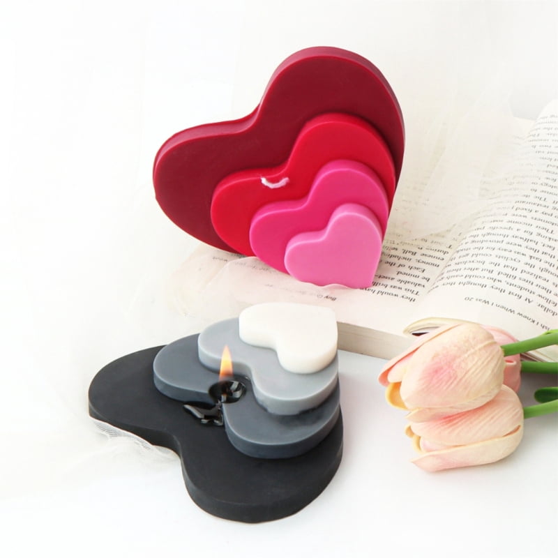 Zecic Love Heart Shape Candle Resin Moulds Heart Silicone Candle Molds DIY Soap Fondant Cake Valentines Day Decorating Tool