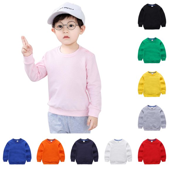 Bigetiay Toddler Boys Solid Color Pullover Hoodie Loose Fit Warm Winter Clothes 6-7 Years