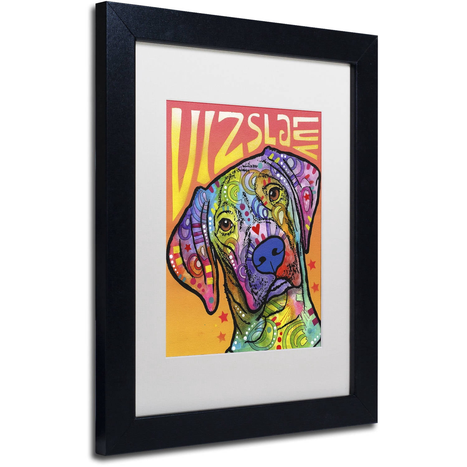 Trademark Fine Art 'Vizsla Luv' Canvas Art by Dean Russo, White Matte, Black Frame