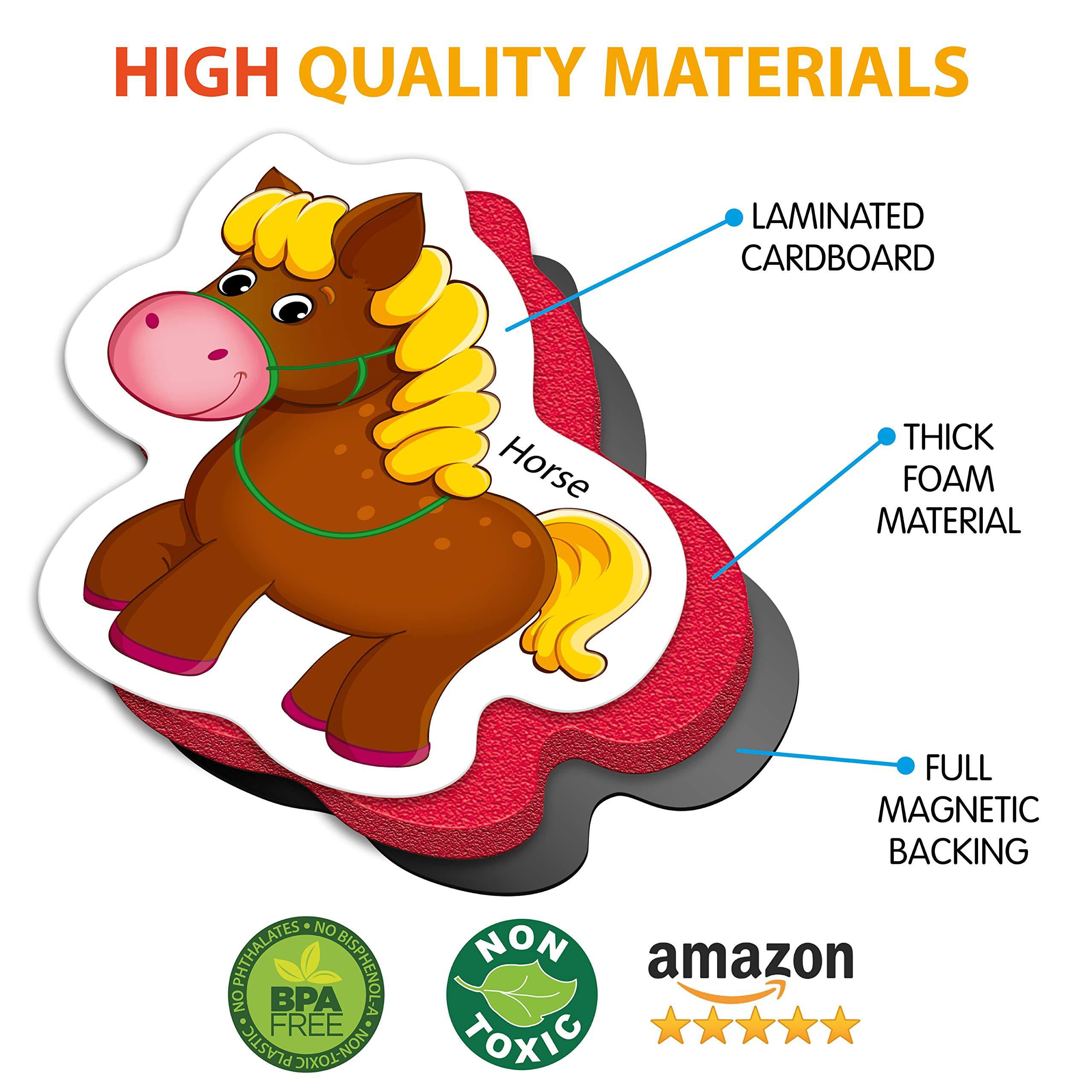 Happy ZOO Animal Magnets For Kids Large Fridge Magnetic Educational Baby Toys 