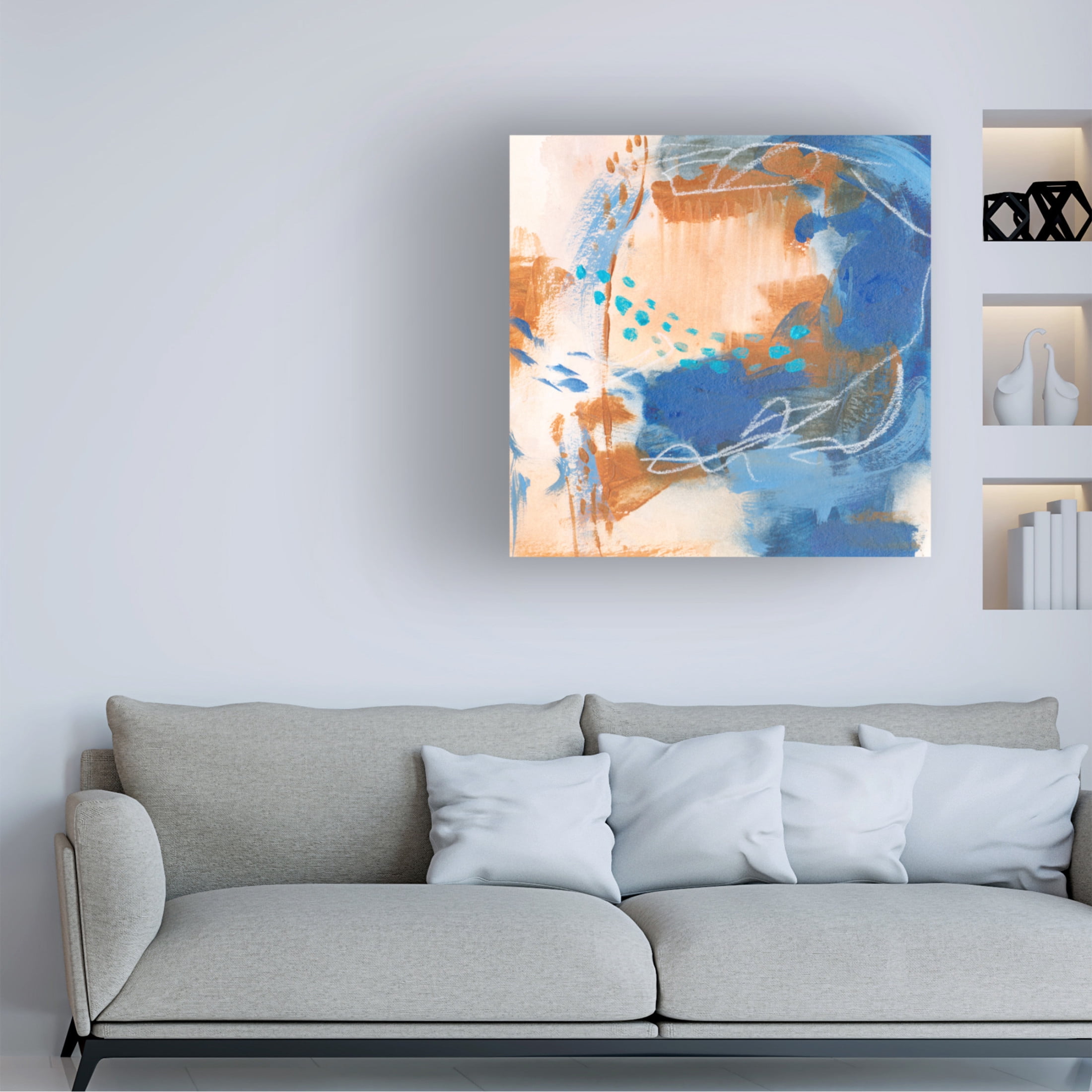 Canvas Wall Art - Melissa Wang 'Blu Hurricane II' Wall Art for Living Room, Bedroom, or Office Décor by Trademark Fine Art - 24 x 24 Inches