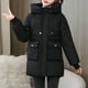 thumbnail image 5 of Parkas de manga larga para mujer, chaqueta informal de algodón con capucha y mangas largas de colores., 5 of 5