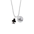 thumbnail image 2 of Delight Jewelry Silvertone Card Suit - Black Club Silvertone Script Initial Disc - K - Charm Necklace, 20"+3", 2 of 4