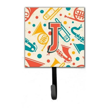 

Carolines Treasures CJ2001-JSH4 Letter J Retro Teal Orange Musical Instruments Initial Leash & Key Holder