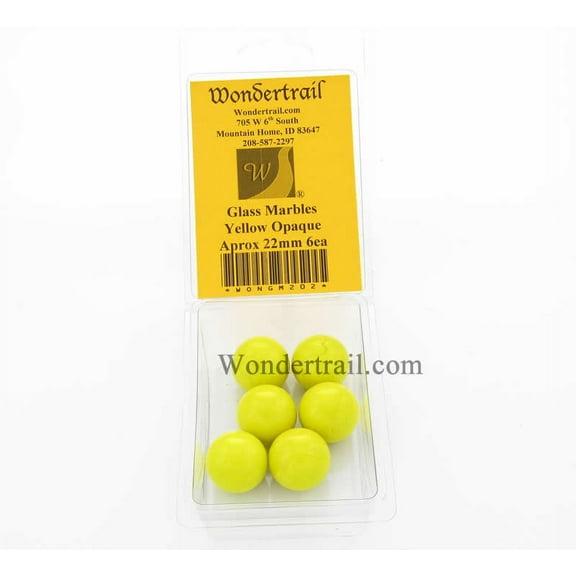 Yellow Opaque 22mm Glass Marbles Pack of 6 Wondertrail