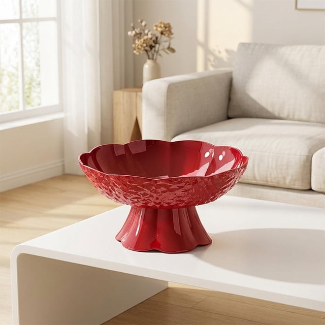 Frutero con pedestal, bandeja para frutas, bandeja de almacenamiento moderna, soporte para aperitivos, centro de mesa para fiestas, regalo de cumpleañ Rojo