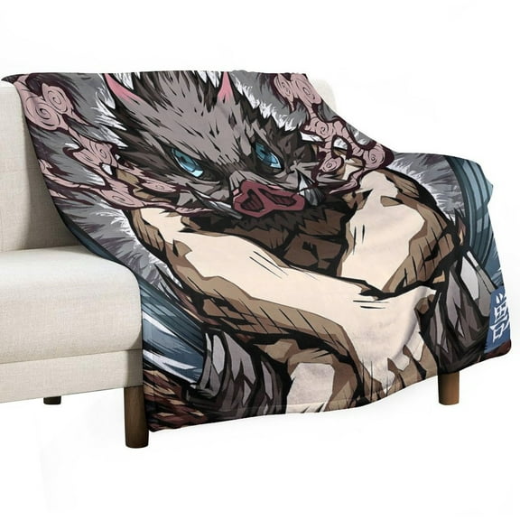 Demon Blanket Slayer Flannel Throw Blankets Soft Pile Cozy Plush Throw Blanket for All Seasons, 3D Printed Warm Blanket for Sofa Beds Home Decor