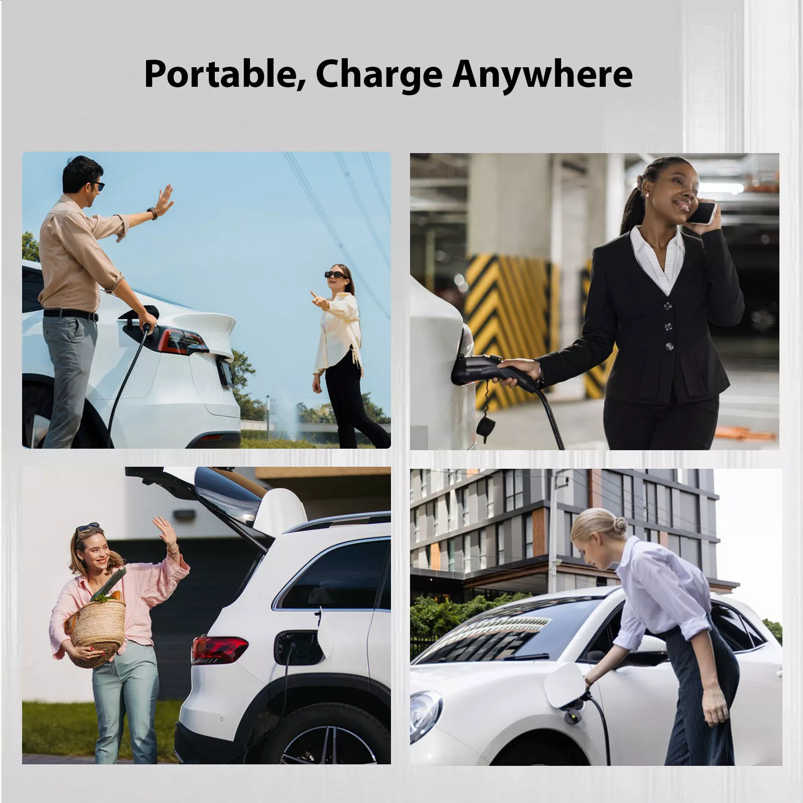 Portable 240V Level 2 EV Charger with 25FT Charging Cable and NEMA 14-50 32A