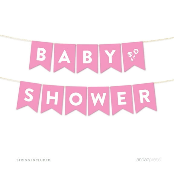 Baby Shower Pink Girl Baby Shower Hanging Pennant Garland Party Banner