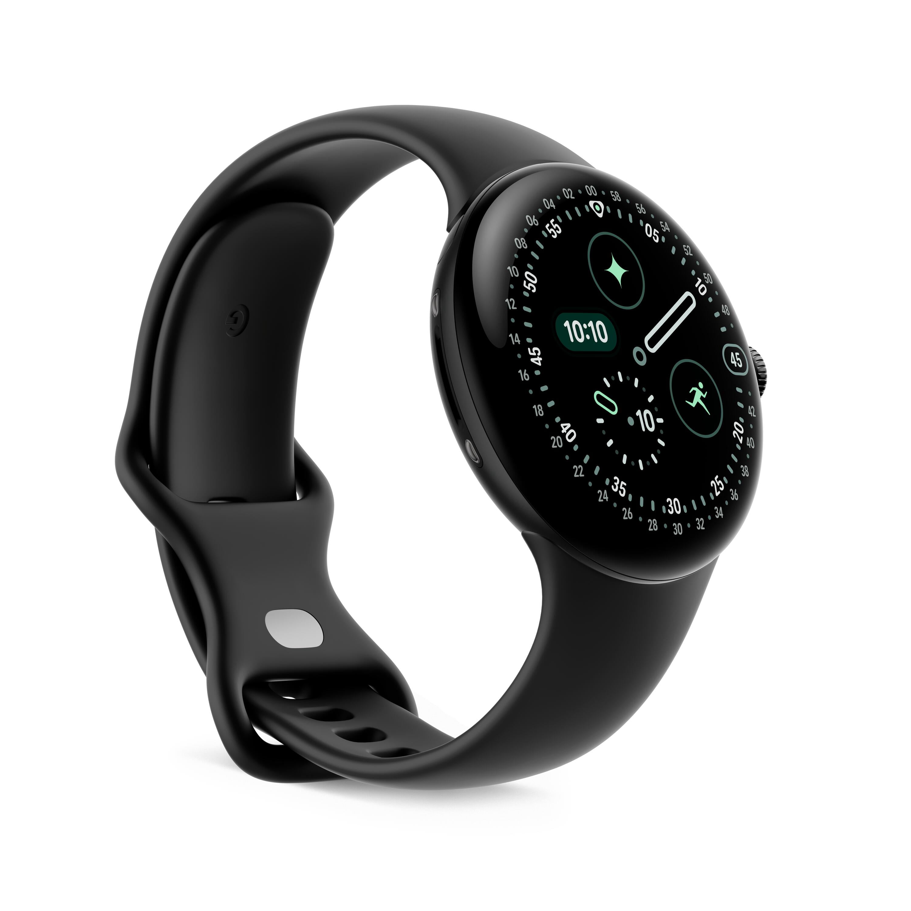 Google Pixel Watch 4 45 mm Black Stainless Steel Case with Black Watch Brand, 1 Pack