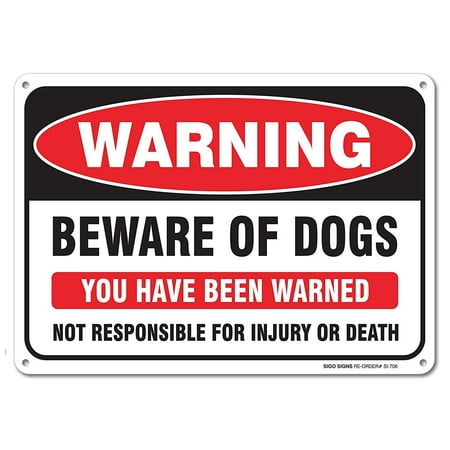 Beware of Dog Sign, Large 10x7