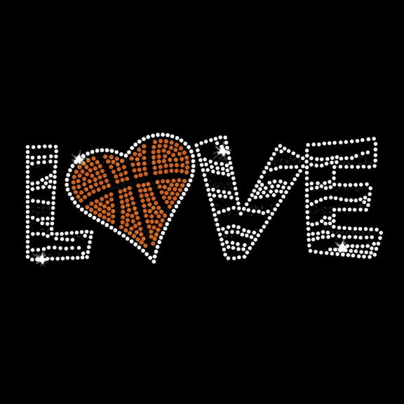 Love Basketball Iron-on Clear Rhinestone Transfer by JCS Rhinestones