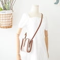 thumbnail image 4 of Retro polyester contrast phone bag belt buckle small square bag retro diagonal mini bag, 4 of 5