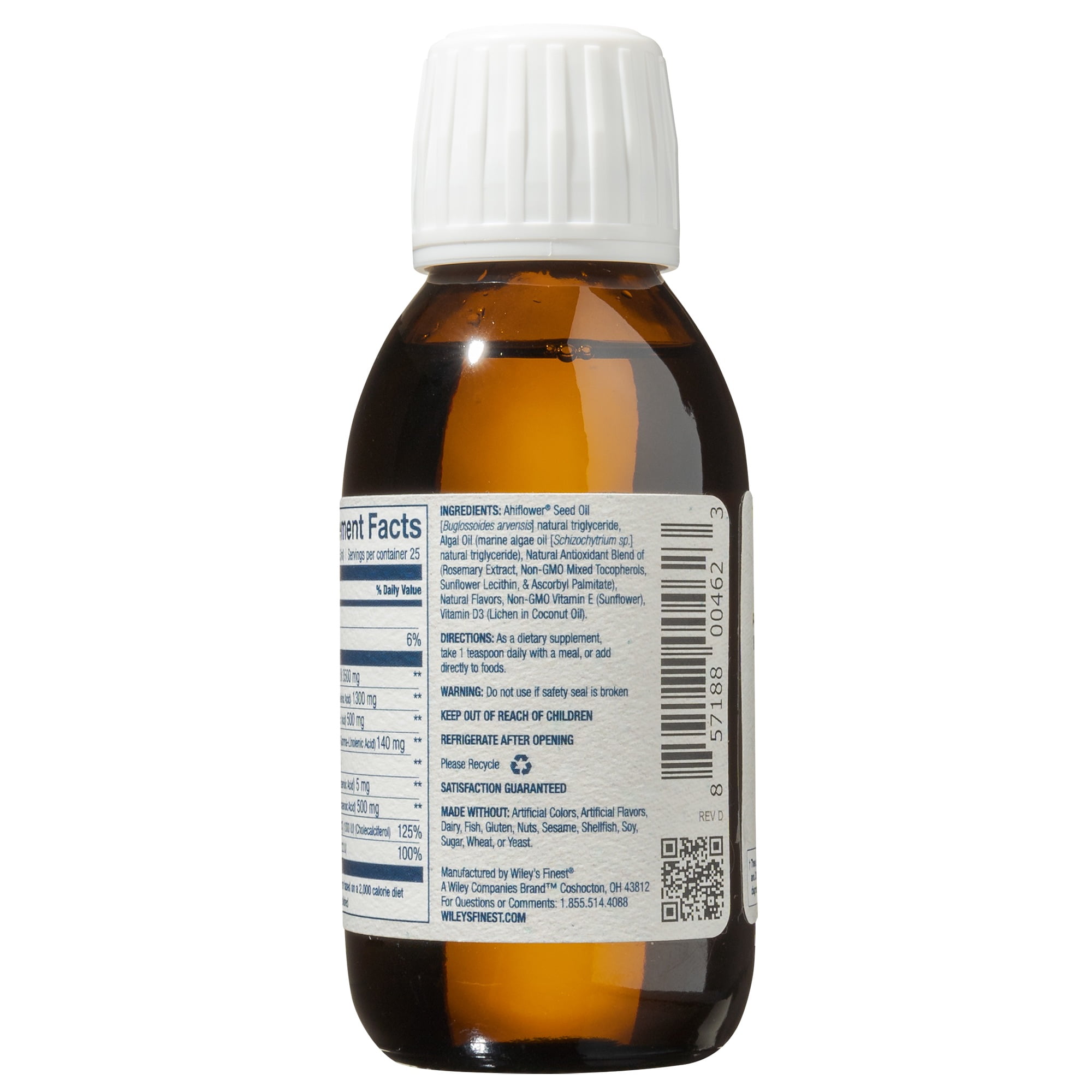Wiley’s Finest CatchFree Omega - Vegan, Non-GMO Fish Oil Alternative - Full Spectrum Omega-3 Liquid Supplement with Organic Plant-Based Algae Oil - Tropical Mango Flavor - 4.23 Oz (25 Servings)