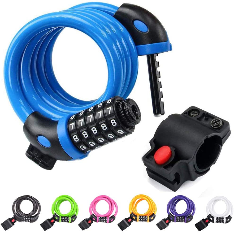 4 Digit Combination Bike Lock Cycle Helmet Spiral Steel Coil Cable Chain Safety 