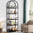 thumbnail image 4 of Tribesigns 5-Tier Open Bookshelf, 74.4" Wood Bookcase Storage Shelves with Metal Frame, Freestanding Display Rack Tall Shelving Unit for Office, Bedroom, Living Room, Easy Assembly(Black, 1PC), 4 of 7
