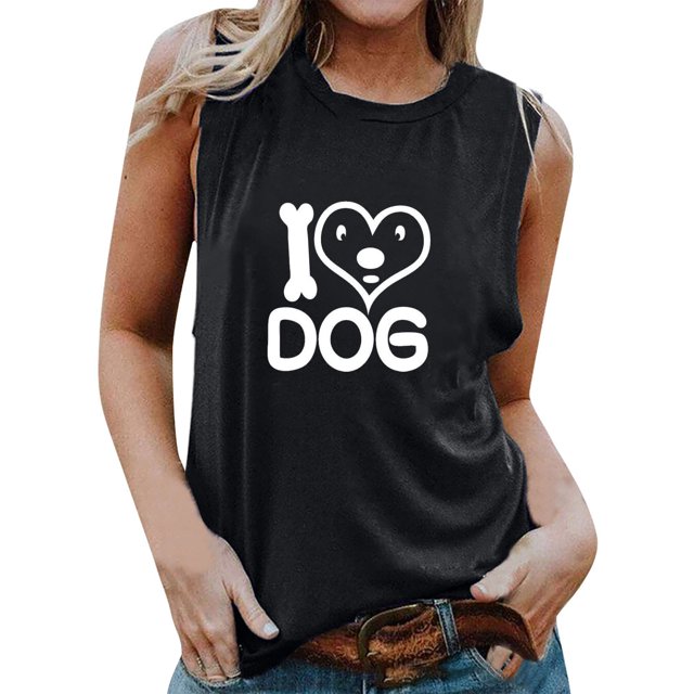 Tops casuales sexys de verano sin mangas para mujer Tops de chaleco sin mangas con estampado de cuello redondo regular Pompotops lopia994719