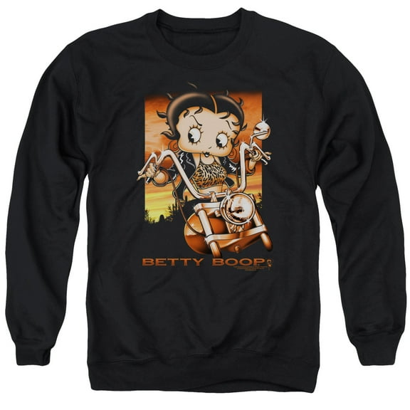 Betty Boop Sunset Rider Adult Crewneck Sweatshirt Black