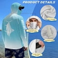 thumbnail image 4 of SEANATIVE Sun Protection Fishing Hoodie for Men, Long Sleeve Hooded Full Coverage Fishing Shirt Workout Camping Running Hooded Top with Mesh Face Mask, M, Marlin Fish Blue Gradient, 4 of 7