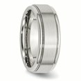 thumbnail image 4 of Stainless Steel 8mm Ridged Edge Ring Man Wedding Classic Flat W/edge  For Dad Mens  For Him, 4 of 9