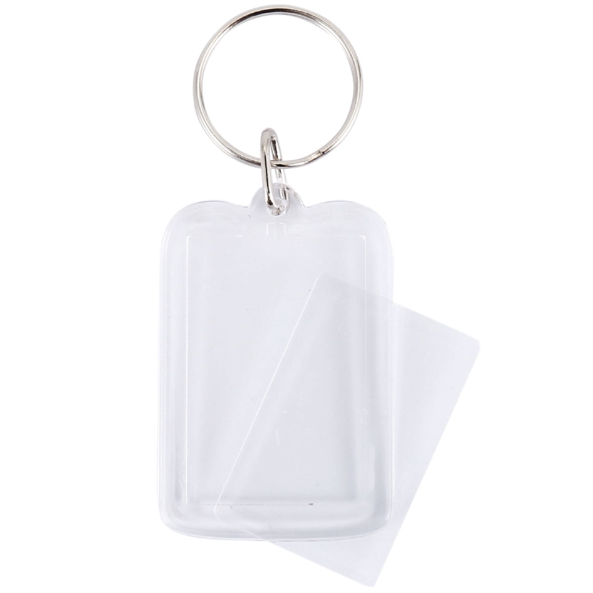 Ikoopy 100pcs Blank Photo Keyrings Acrylic Blank Picture Insert Keychain Double Sided Clear Key Ring Photo Holder with Split Ring for Crafting Gifts for Family Friends