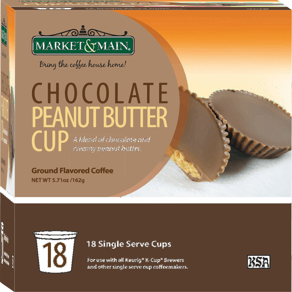 Market & Main Kosher Chocolate Peanut Butter Medium Roast, Keurig Coffee Pods, 18 Ct Walmart