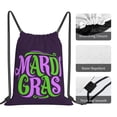 thumbnail image 4 of Mardi Gras Drawstring Backpack Sackpack String Bag Cinch Waterproof Bags for Gym Sports Yoga Travel Beach Swimming shopping, 4 of 7