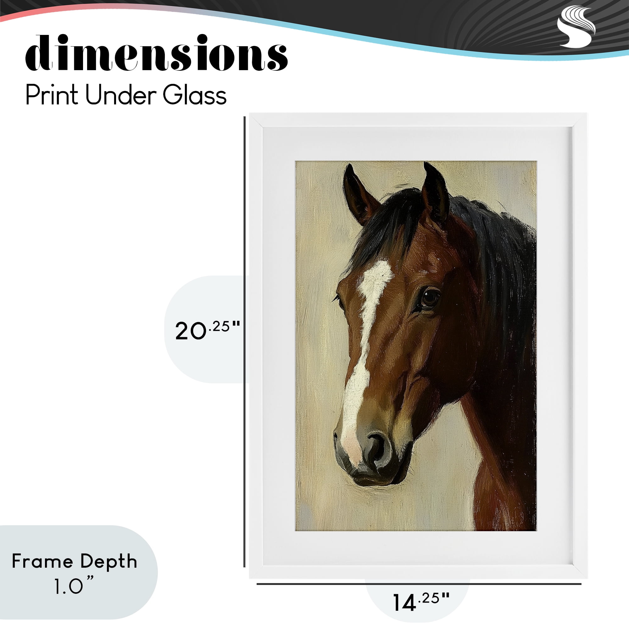 Stupell Industries Beautiful Brown Horse Portrait White Framed Print Under Glass, design by Petal Prints Design