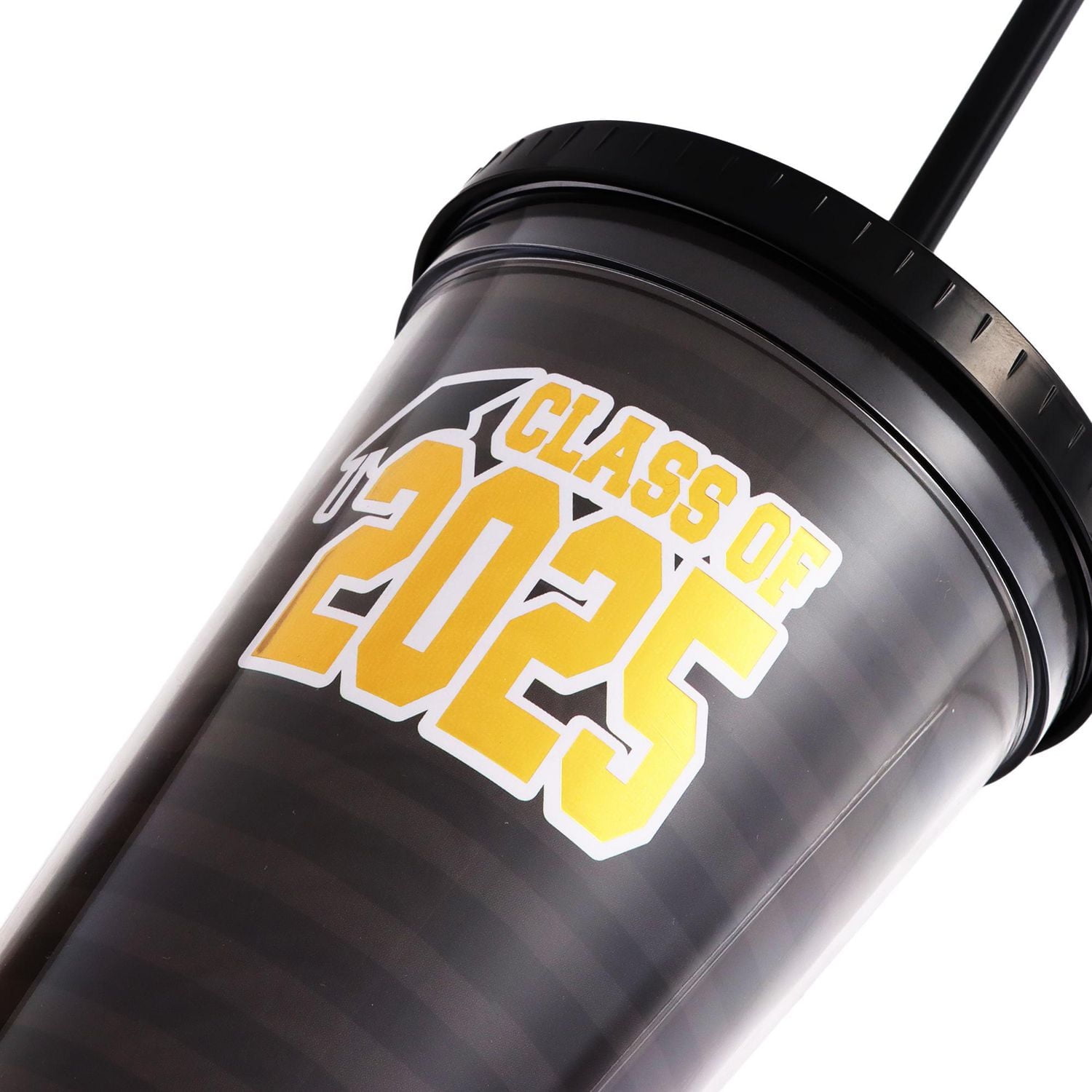 Gobelet en paille cadeau de remise de diplôme 2025 à rayures