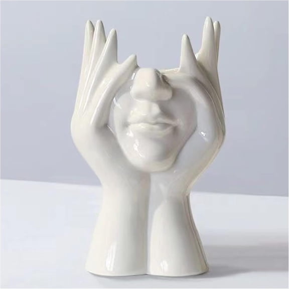 White Face Vase Unique Ceramic Vase for Room,Office,Home Decor | Small Boho Cute Female Form Head Bust Vase Modern Flower Vase for Table Shelf Desk Decoration Bookshelf Bedroom