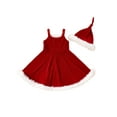 thumbnail image 2 of Toddler Baby Girl Christmas Dress Slip Velvet Ruffle A-line Dress Xmas Party Princess Santa Dress, 2 of 8