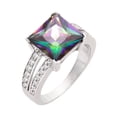 thumbnail image 2 of Princess Cut Mystic Simulated Topaz Cubic Zirconia Ring Sterling Silver Size 12, 2 of 3
